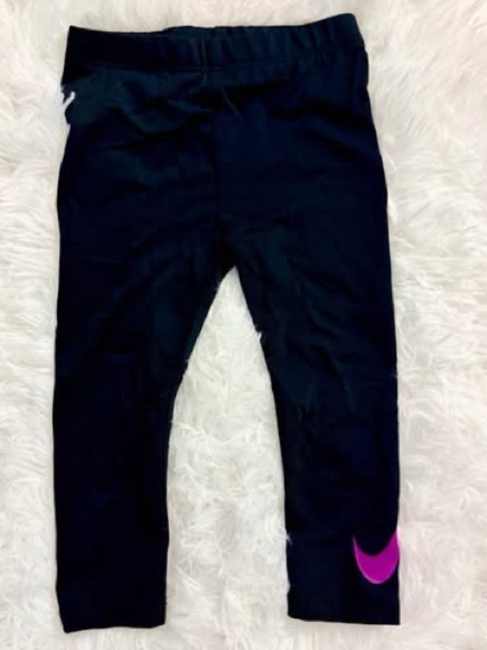 Nike Kids Black Leggings with Fuchsia Swoosh